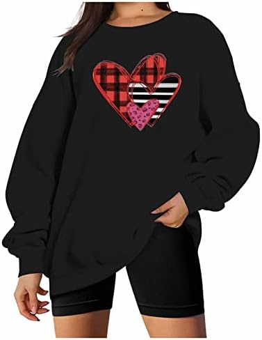 Ženske predimenzionirane dukseve Valentine grafičke kapuljače Crewneck Dugi rukavi ležerni labavi dečki pulovers vrhovi