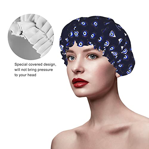 Žene za višekratnu upotrebu rastezanja kapu za kosu plava sretno oči dvostruki slojevi vodootporni poklopac za tuširanje