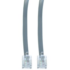 PCConnect Telefonski kabel, RJ11, 6p / 4c, srebrni saten, ravan, obrnuto, 50 stopa