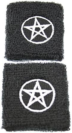 Par retro/rockabilli/goth/punk sportskih traka za glavu Zackovog alter ega, bijeli pentagram jedne veličine