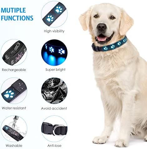 ANKILO najnoviji LED ovratnik za pse, punjivi 7 modusa Osvjetljavaju ogrlice, vodootporna svjetla pasa čine kućni ljubimac vidljivim