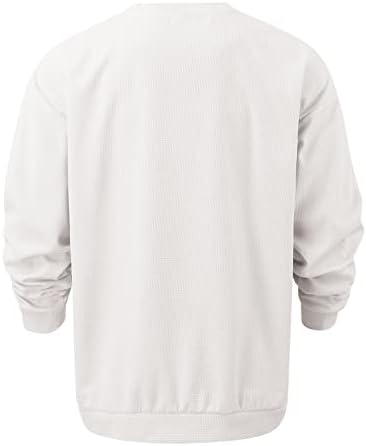 Muške vafle pletene majice dugih rukava pulover pulover vrhovi casual fit lagana mekana udobna jesen zima osnovna košulja