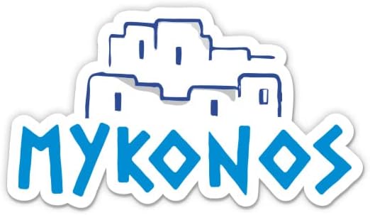 Mykonos Grčka naljepnica na otoku - naljepnica s 3 prijenosnog računala - vodootporni vinil za automobil, telefon, boca s vodom - naljepnica