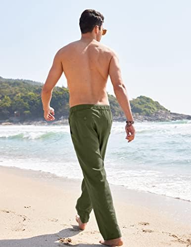 Coofandy muške ležerne lanene hlače Elastični struk crtanja plaža joga hlače Lagane ravne noge s džepovima