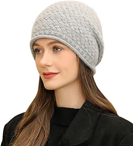 Keusn šeširi za žene zimske žene obložene pletenom akrilnom zimskom šeširom ženke muške svile obložene mekanom ležernom toploj zimskom