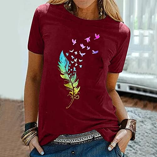 Udobno fit vrhovi labavi bluze bluze grafički tiskani vrhovi vrhovi za vježbe za žene kratke rukave ljetne majice