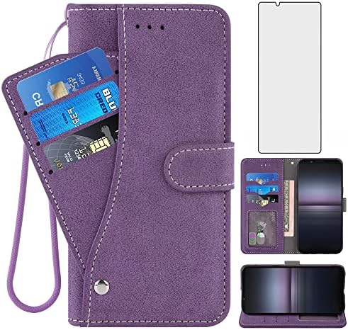 Asuwish Kompatibilan s torbicom-novčanikom Sony Xperia 1 II 2 / Experia 1II 5G i zaštitna folija za zaslon od kaljenog stakla, drop-stand-nositelj