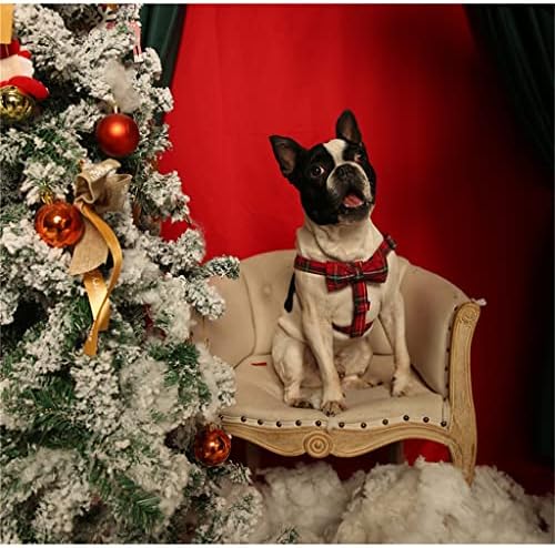 WZHSDKL pamučno crveni kabed božićni kabelski svežanj s Bowtieom i osnovnim povodom za pse podesive zalihe kućnih ljubimaca