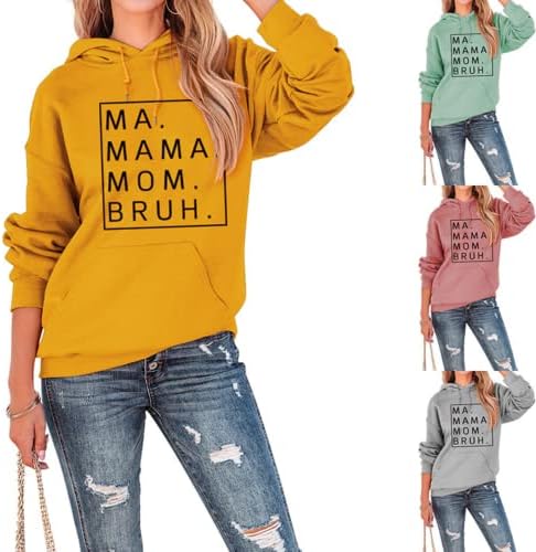 Žene mama mama mama Bruh pulover hoodie, mama mama mama Bruh dukserica za žene