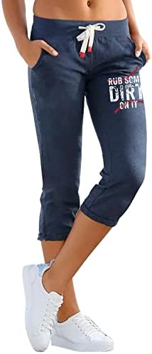 Yoga Capris hlače za žene za kontrolu trbuha bejzbol tisak capris gamašce rastezljive udobne mekane četkane kondicije za trčanje hlače