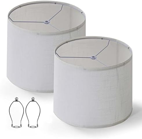 Set od 2 bijela sjenila za bubnjeve za stolne svjetiljke, 11,8 912, 6 99,8 ručno izrađene svjetiljke od prirodnog lana srednje težine,