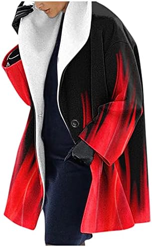 Ženski topli kaput zadebljani retro uzorci za ispis gumba dolje dugi rukavi otvoreni kardigan košulje premaza nadmašuju