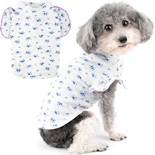 Zunea cvjetne košulje za pse za male pse djevojčica ruffle rukavi ljetna odjeća za štene mekana osnovna majica slatki stil pseći prsluk