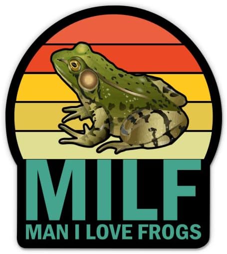 MILF ČOVE volim naljepnice žaba - 2 naljepnice od 3 - vodootporni vinil za automobil, telefon, boca vode, laptop - smiješne naljepnice