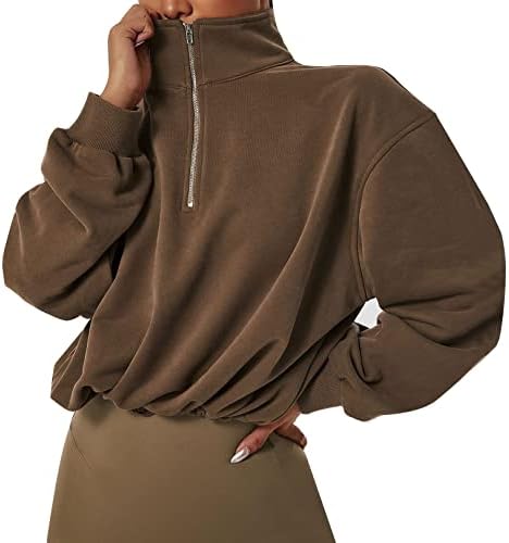 Cozypoin ženska dukserica predimenzionirana polovica zip stalka pulover pulover vrhovi aktivna odjeća jakna