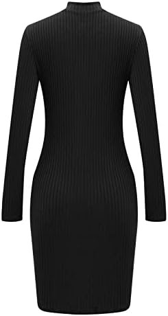 Džemper & amp; haljina & amp; Za Žene Ležerno s okruglim vratom i dugim rukavima, jednobojna, s izrezima, seksi, pripijena haljina