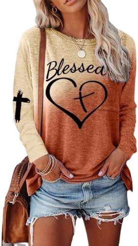 Blagoslovljene košulje za žene Isus ima moju duksericu dugih rukava kršćansku casual slova za tisak košulje pulover vrhova