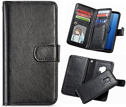 Torbica-novčanik HYSJY Galaxy S9, S9 od umjetne kože, izmjenjivi magnetski držač s 9 utorima za kartice za žene s gornjim poklopcem