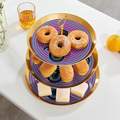 3-komadića set stajališta za torte, hladni motor za jahanje plastični držač kolača s kolačićima s voćnim deserta zaslon za vjenčani
