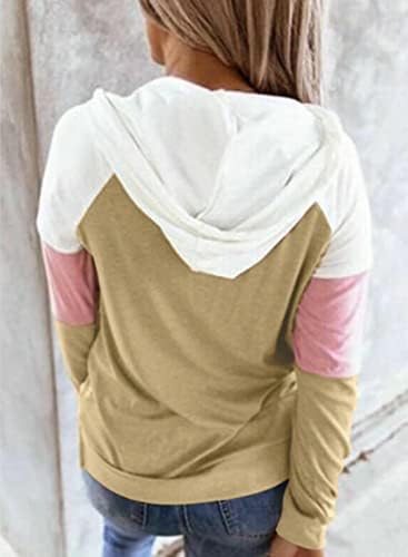 Dokotoo Womens 2023 Fall Color Blok pulover Hoodie Tops Twishirts dukseri s dugim rukavima s džepovima