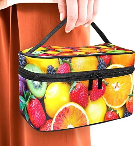 ECMRAD prijenosna torba za šminkanje voćne jagode mulberry narančastog grožđa Veliki kapacitet s patentnim zatvaračem prikladan za