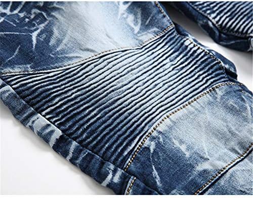 Andongnywell Muški uništeni Slim Fit Straight Biker Jeans Man uznemireni traper hlače hlače sa džepom s patentnim zatvaračem