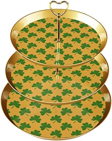 Dragonbtu 3 slojeva Cupcake postolje sa zlatnom šipkom plastičnom slojevicom desert toranj pladanj zelena djetelina voćna bombona za