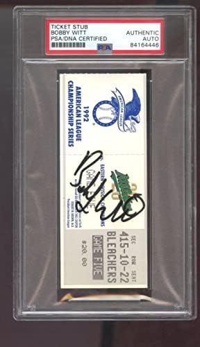 Bobby Witt potpisao autogram Auto PSA/DNA COA BASEBALL TARCKE Stub 1992 ALCS A's - Autografirani MLB fotografije