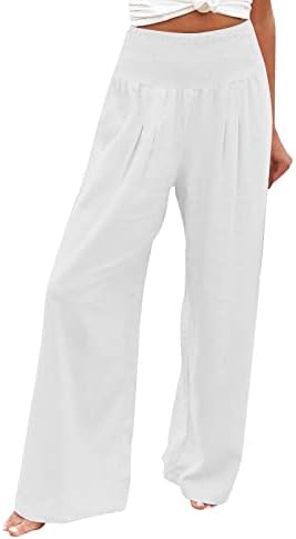lcepcy visokog struka naplaćenih hlača Ženske udobne lanene noge lane pamučne hlače lagane lagane ljetne hlače.