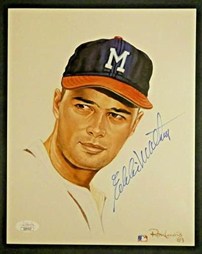 Žive legende Eddie Matthews potpisao je 8x10 od Ron Lewisa s JSA CoA - Autografirane MLB fotografije