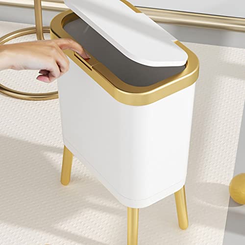Luksuzna zlatna kanta za smeće od 15 L za kuhinju i kupaonicu kreativna plastična uska kanta za smeće s četiri noge s poklopcem