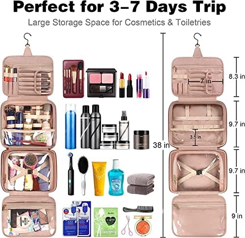 LXOSFF toaletna torba, viseća torba za šminkanje za žene, velike vodootporne kozmetičke torbe organizator putovanja u punoj veličini