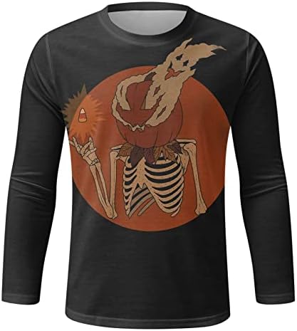Halloween muški tinejdžer vrhovi muškarci Halloween Bone Print majica bluza dugi rukav okrugli vrat Velika i visoka majica
