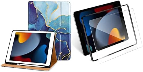 DTTO iPad 9./8./7. generacija, 10,2 inčni slučaj 2021/2020/2019, premium kožna poslovna folija pokrova sa zaštitnikom zaslona i poravnanja