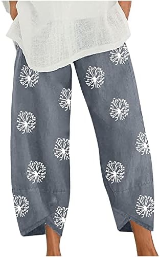 CHGBMOK Ženske pamučne lanene hlače Harem Tweatpants Capris obrezane konusne hlače Labave joge dnevne hlače s džepovima