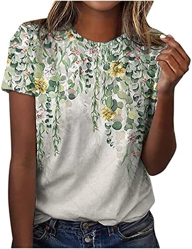 Ženski čipkasti vrhovi Odjeveni ležerni boho cvjetni v gumb za vrat dolje kratki rukavi labavi ruširani ljetni protočni bluza