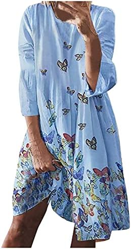 Plus haljine za žene, ženske ležerne leptir leptira/list print dugih rukava