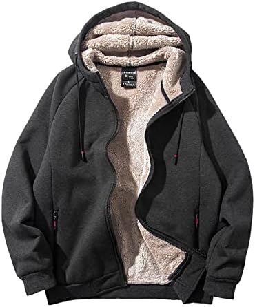 Rxozrxoz muške zimske šerpe obloge kapuljača toplo runo hoodie zip up dukserica topla jakna casual zima na otvorenom