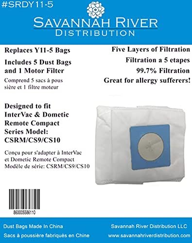 Zamjenske vrećice za prašinu Savannah River za Intervac i Dometic Model Y11-5 Vrećice za prašinu SRDY11-5