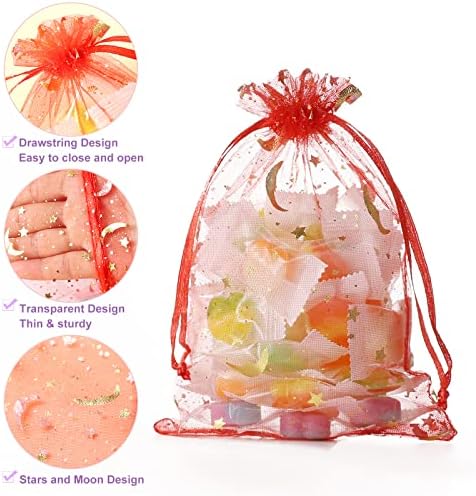 100pcs vrećice od organze, vrećice za slatkiše od organze 3 94, vrećice za poklone od organze u mješovitoj boji, poklon vrećica s vezicama