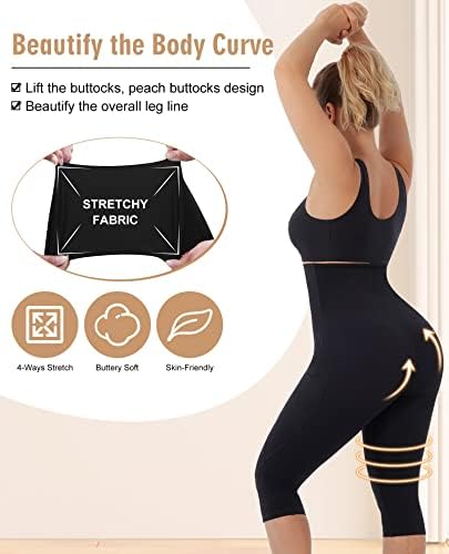 Osjećajući se s visokim strukom za kontrolu trbuha za žene za žene trener struka Corset kompresije joge hlače s džepovima