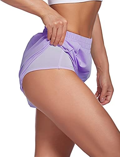 Lalala Womens Workit Shorts s patentnim džepom brzo suhim atletskim kratkim hlačama sportski elastični struk trčanja kratkih hlača