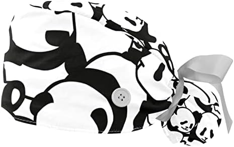 Radna kapa s gumbima vrpca vrpca za vrpce leđa, šeširi, crno bijela panda životinja