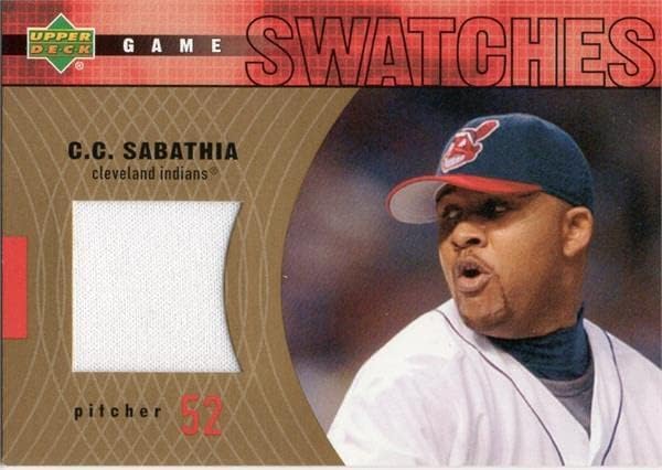 CC Sabathia igrač istrošen Jersey Patch Baseball Card 2002 Gornja paluba HJCC - MLB igra korištena dresova