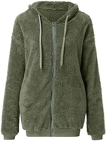 Beuu žene puni zip up sherpa hoodie nejasna jakna od fleka predimenzionirana pahuljasta kardiganski džepovi kaputa toplo zima nadmašuju