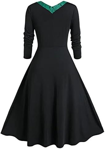 Ženska Vintage duga haljina s izrezom u obliku slova U i kariranim gumbom na kopčanje veličine plus, elegantna haljina s košuljom A