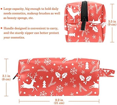 Leveis crveni božićni jeleni uzorak mikrofiber kožna torba za šminku torbicu vodootporna putovanja kozmetička torba prijenosna zgodna