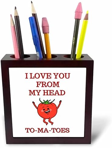 Trodimenzionalna slika rajčice s natpisom Volim te s glave. - Držači za olovke za pločice