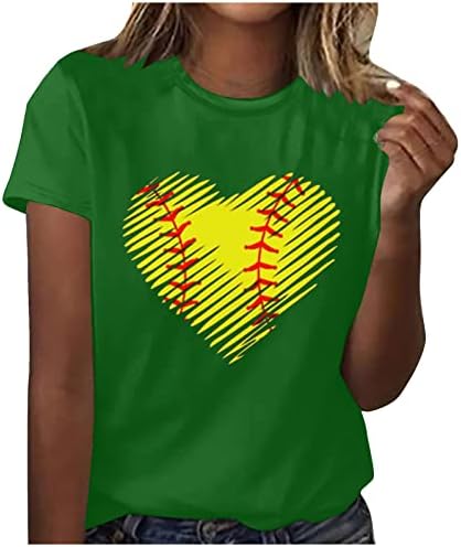 2023 Ljetni vrhovi ženski ljubavni srčani print grafička majica s kratkim rukavima bejzbolske košulje labave fit o-vratne bluze majice