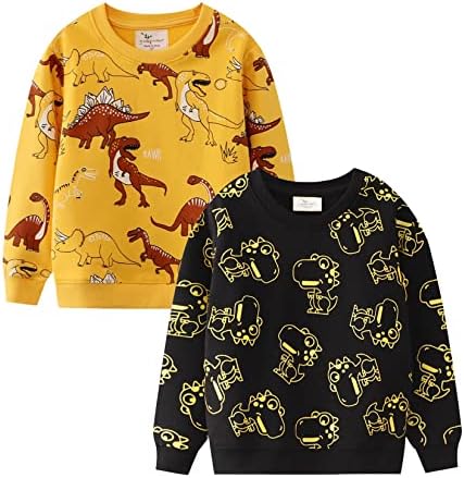 LoktArc 2 Pack Toddler Boys Twishirts Swithirts uzorka s majicama s dugim rukavima pulover majice